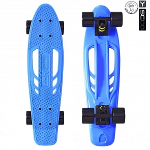 Скейтборд виниловый Y-Scoo Skateboard Fishbone 405-B с ручкой и сумкой, синий (RT, 5824rt)